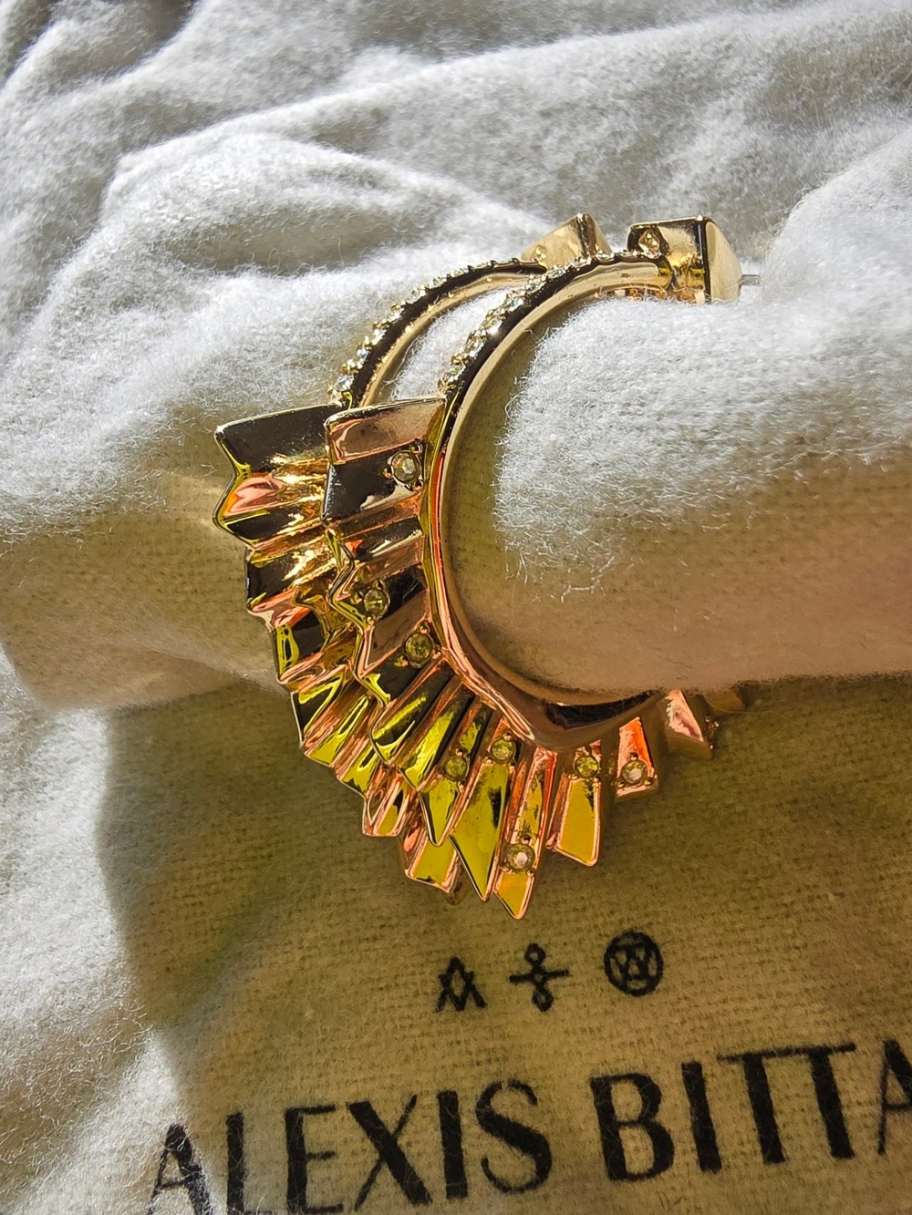 Alexis Bittar Crystal Accent Gold
Pleated Ruffle Hoop Earrings